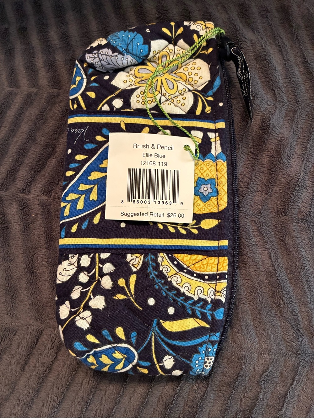 Retired Ellie Blue Vera Bradley Quilted Brush & Pencil Pouch